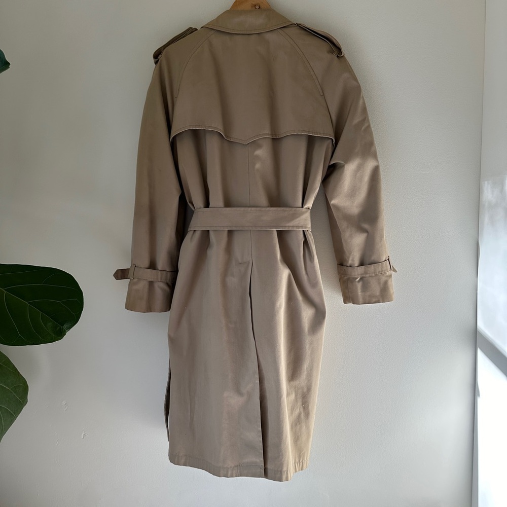 VTG 90s London Fog Unisex Trench Coat Zip In Thermal Liner 40Reg Streetwear Tan - Picture 9 of 14